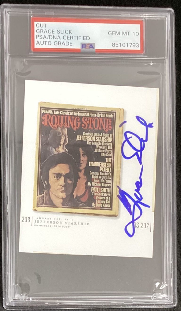 Grace Slick Signed Cut Rolling Stone Jefferson Airplane Autograph PSA/DNA Gem 10