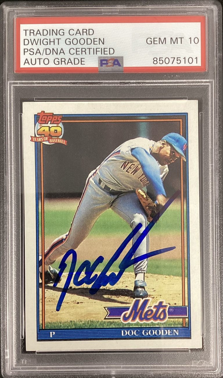 Doc Gooden Signed 1990 Topps #330 Baseball Card PSA/DNA Autograph Gem Mint 10