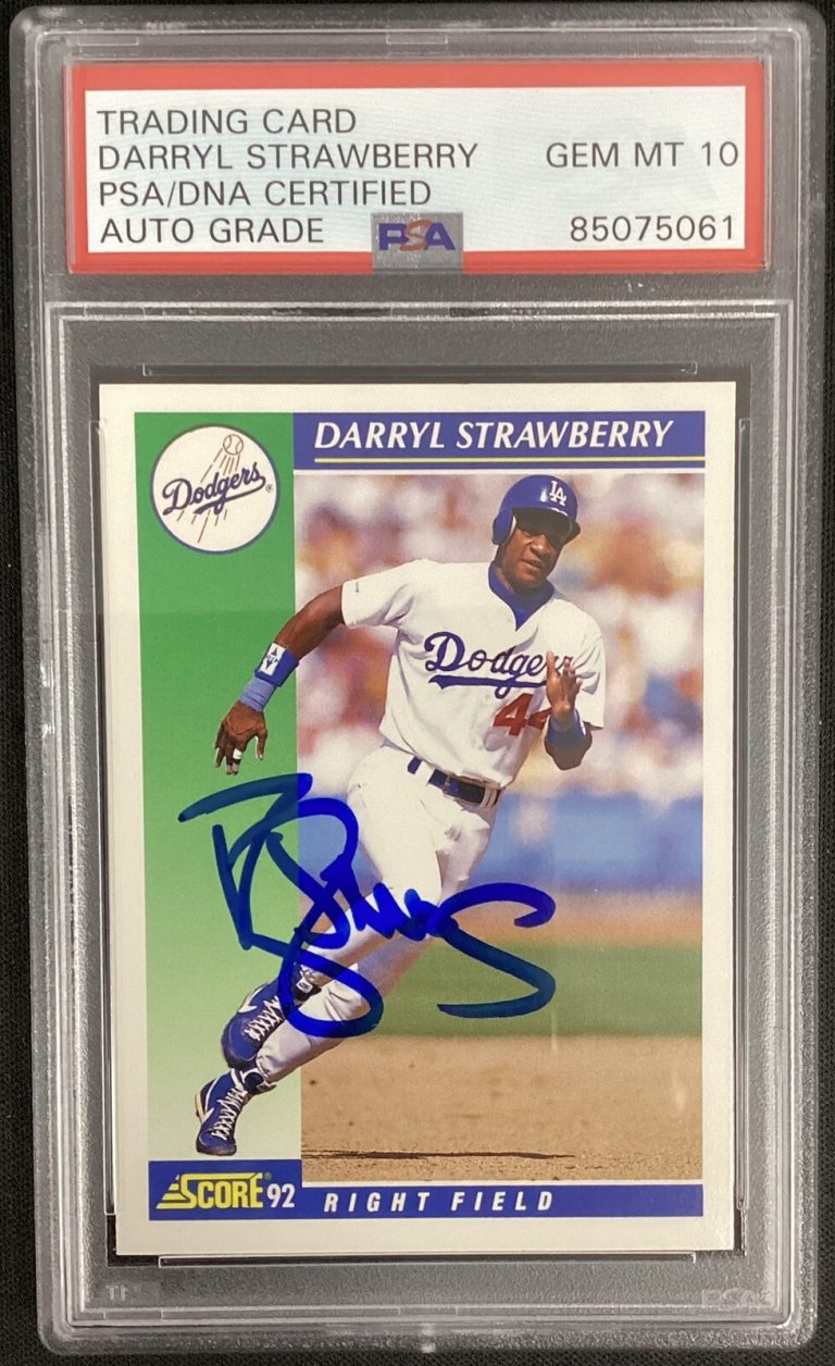 Darryl Strawberry Signed 1992 Score #9 Baseball Card PSA/DNA Auto Gem 10 Mets