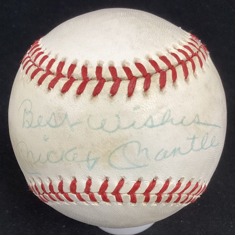 Mickey Mantle Signed Baseball Lee MacPhail Yankees Best Wishes Autograph JSA