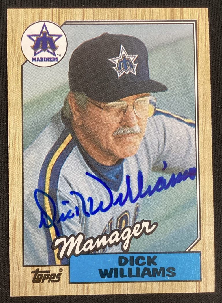 Dick Williams Signed 1987 Topps #418 Baseball Card Mariners Autograph HOF TPG