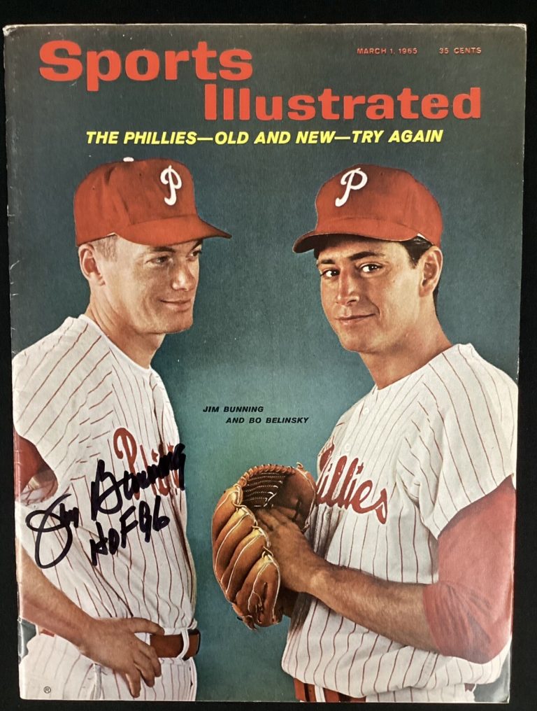 Jim Bunning Signed Sports Illustrated 3/1/65 No Label Baseball Autograph JSA MT