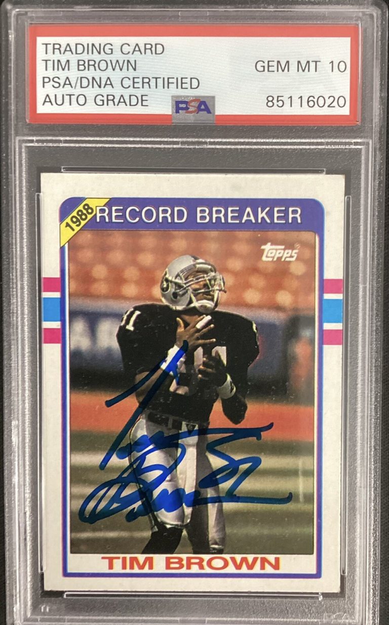 Tim Brown Signed 1989 Topps #2 Football Card HOF Raiders Autograph PSA/DNA Gem10