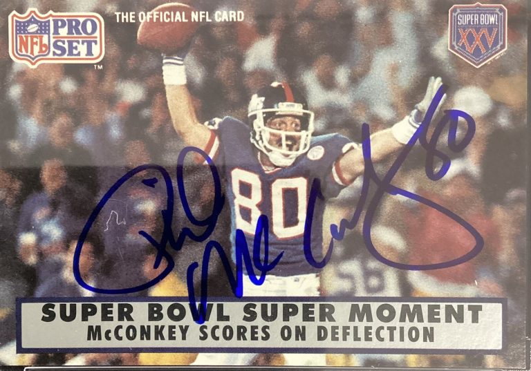 Phil McConkey Signed 1990 Pro Set #150 Football Card Giants Autograph PSA/DNA 10