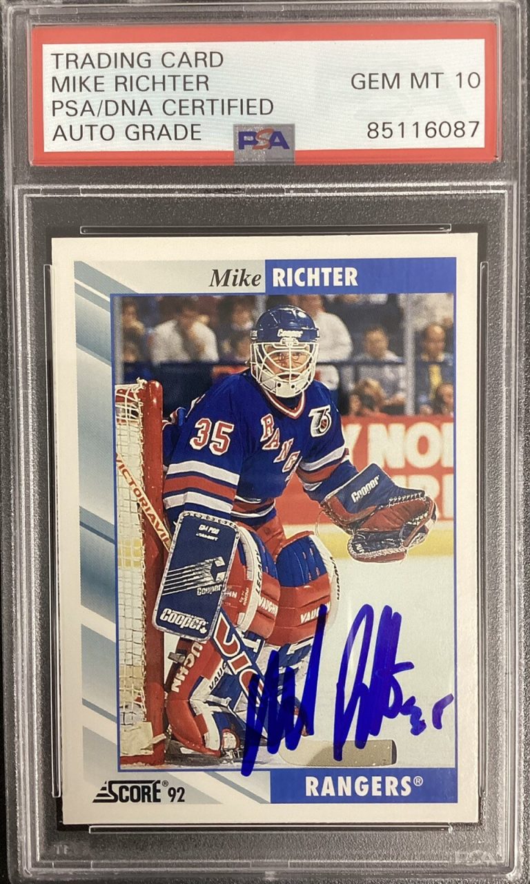 Mike Richter Signed 1992 Score #5 Hockey Card NY Rangers SC Autograph PSA/DNA 10