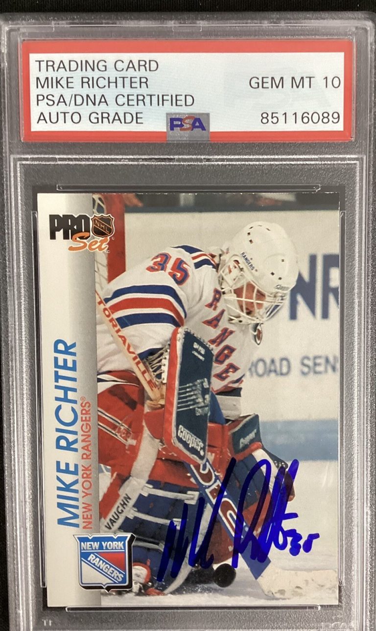 Mike Richter Signed 1992 Pro Set #116 Hockey Card Rangers Autograph PSA/DNA 10