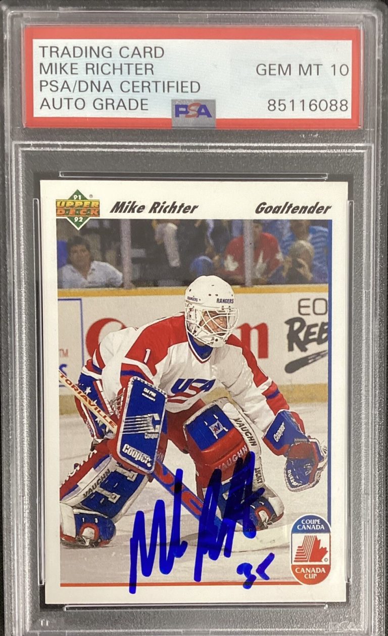 Mike Richter Signed 1991 Upper Deck #34 Hockey Card Rangers Autograph PSA/DNA 10
