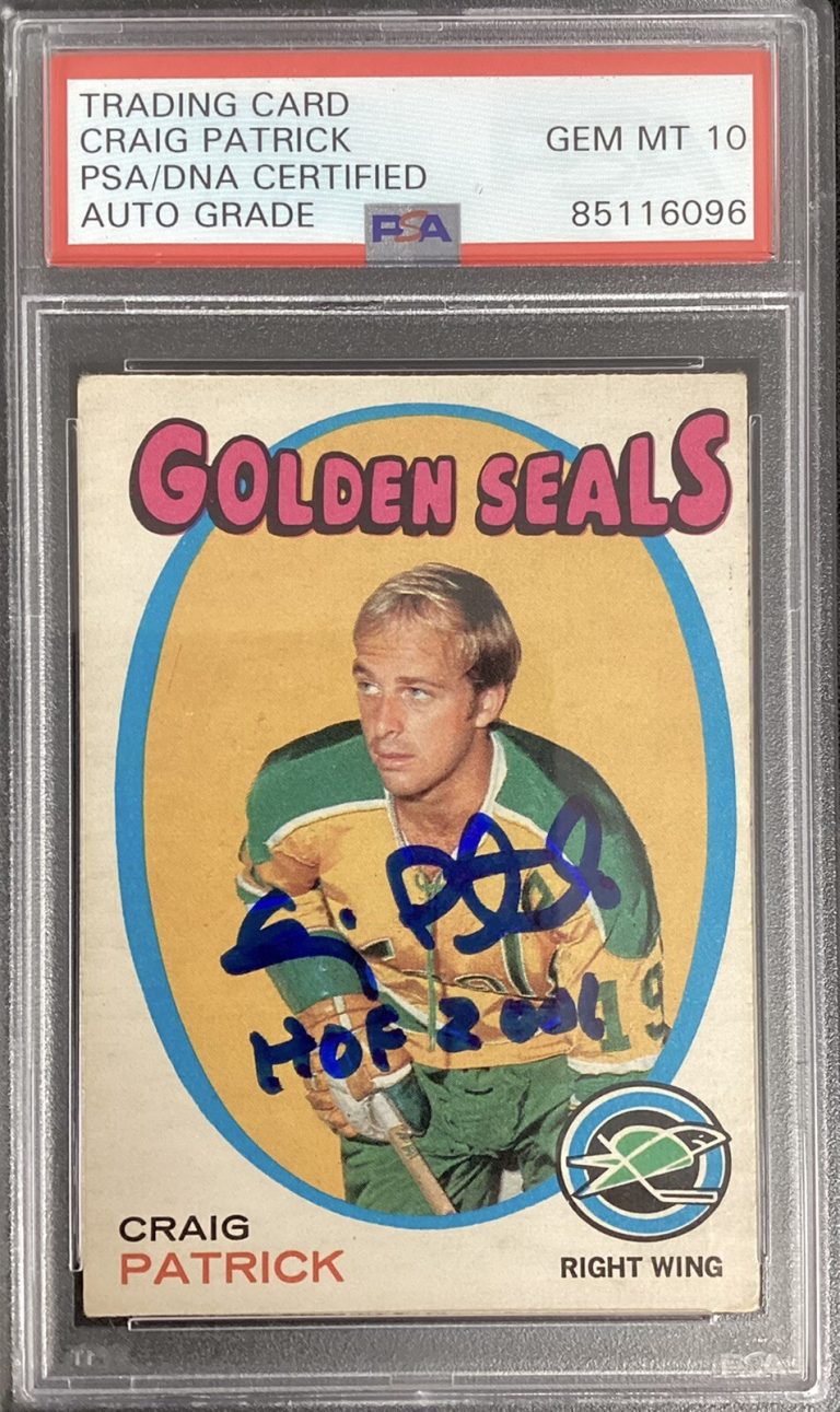 Craig Patrick Signed 1971 OPC #184 Hockey Card Rookie Seals Autograph PSA/DNA 10