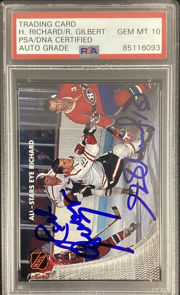 Rod Gilbert Signed 1995 Parkhurst #133 Hockey Card PSA/DNA Henri Richard Auto 10