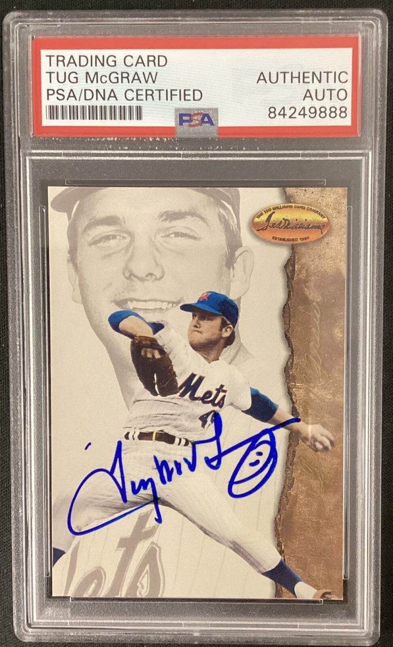 Tug McGraw Signed 1994 Ted Williams #58 Baseball Card Mets WSC Autograph PSA/DNA