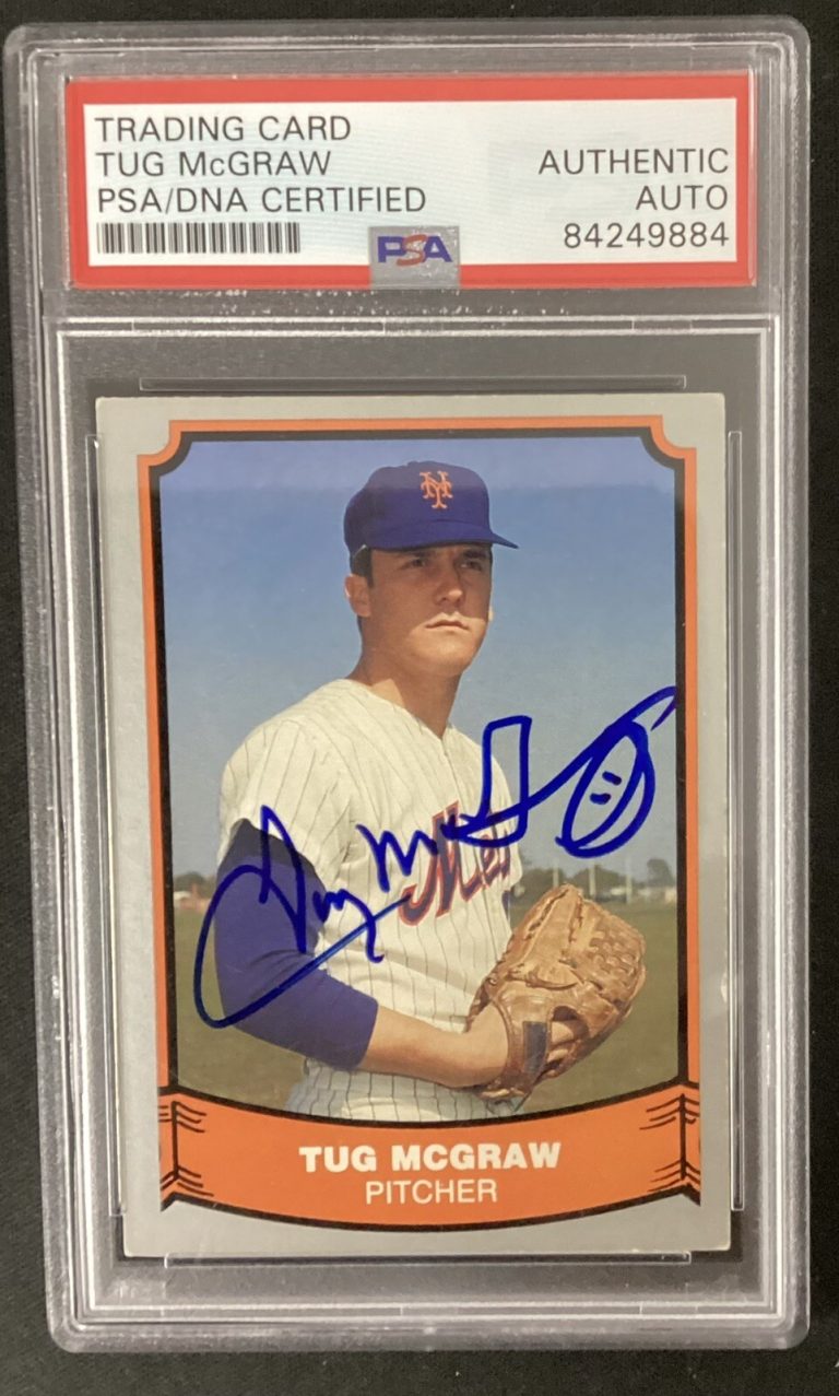 Tug McGraw Signed 1988 Pacific #96 Baseball Card Mets WSC Autograph PSA/DNA