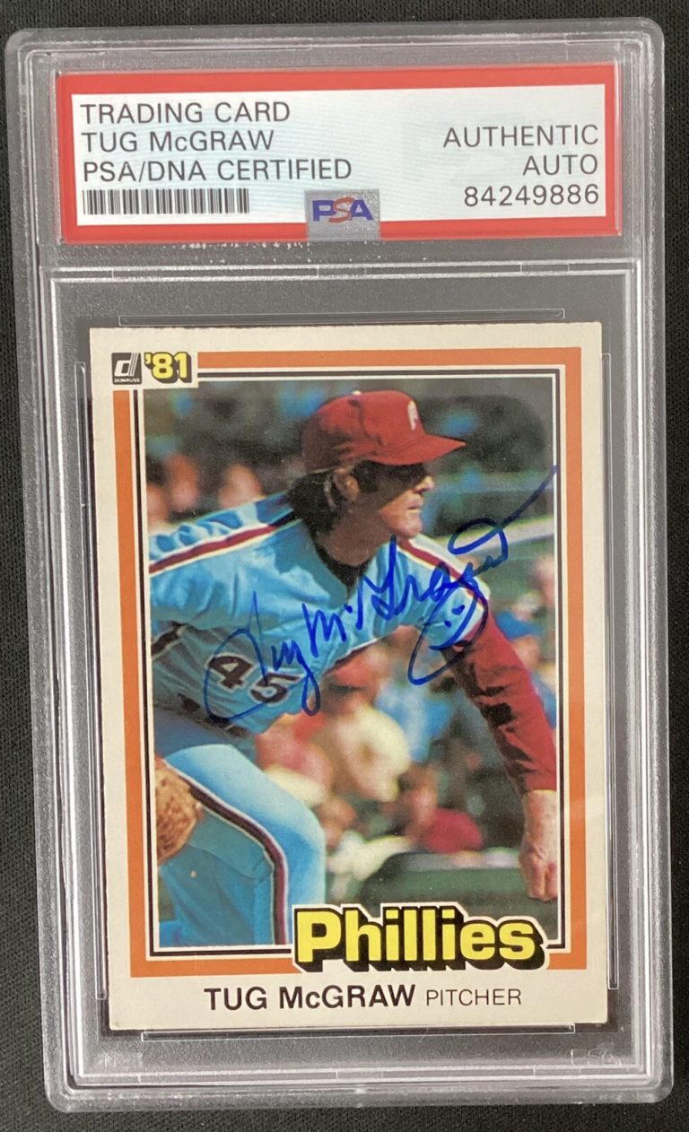 Tug McGraw Signed 1981 Donruss #273 Baseball Card Phillies WSC Autograph PSA/DNA