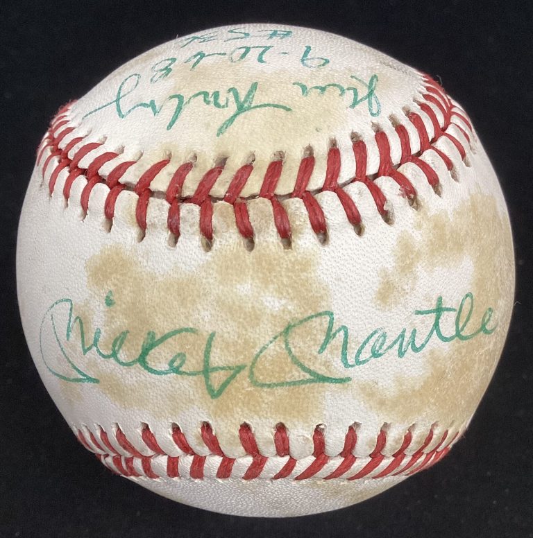 Mickey Mantle Signed Baseball Randy Gumpert Jim Lonborg Autograph JSA Toned Rare