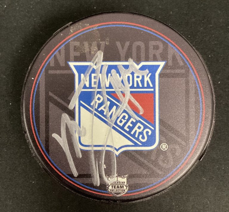Michael Del Zotto Signed Puck NY Rangers Hockey Flyers Predators Autograph JSA