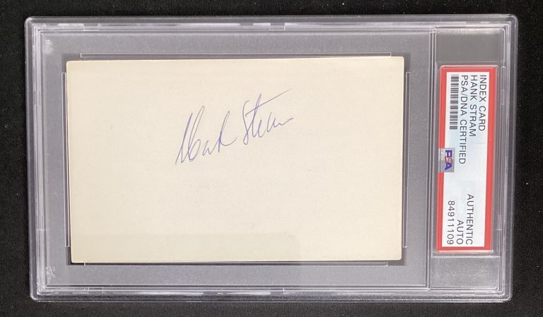 Hank Stram￼ Signed Index Card Football Baltimore Colts ￼HOF Autograph PSA/DNA