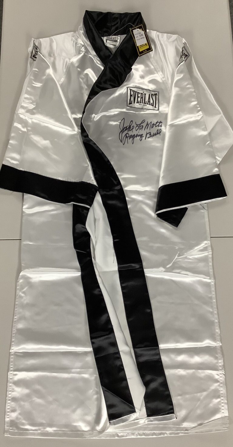 Jake LaMotta Signed Robe Everlast Boxing Autograph Raging Bull Inscription JSA