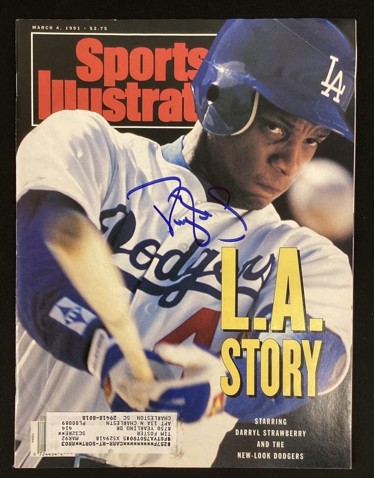 Darryl Strawberry Signed Sports Illustrated 3/4/91 LA Dodgers Autograph Mets JSA
