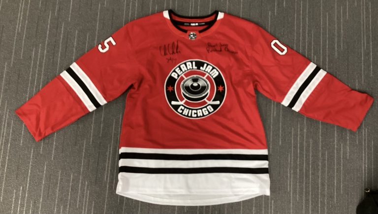 Chris Chelios Signed Pearl Jam Jersey Chicago Blackhawks 23 Hockey Autograph JSA