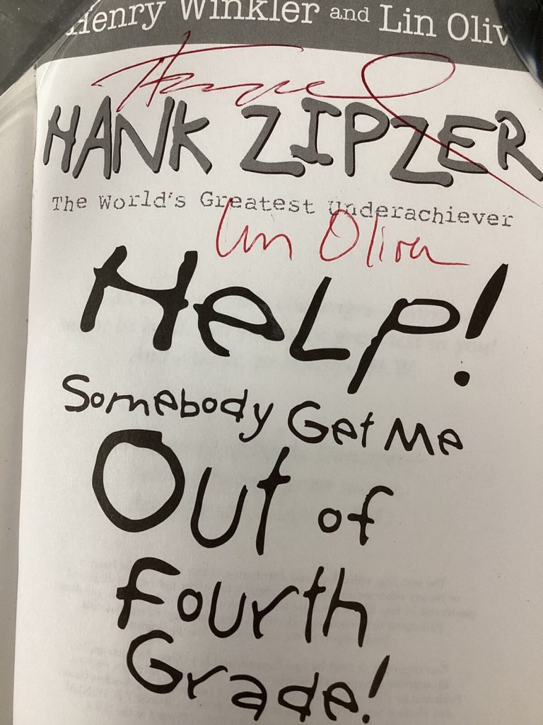 Henry Winkler Signed Book Hank Zipzer Happy Days Show Fonzie Actor Autograph JSA