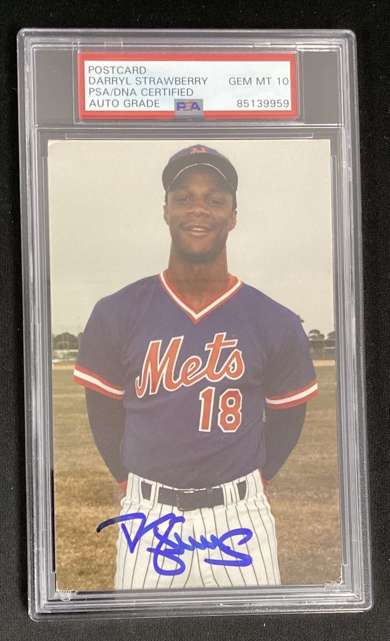 Darryl Strawberry Signed Postcard Baseball Mets Yankees Autograph PSA/DNA Gem 10