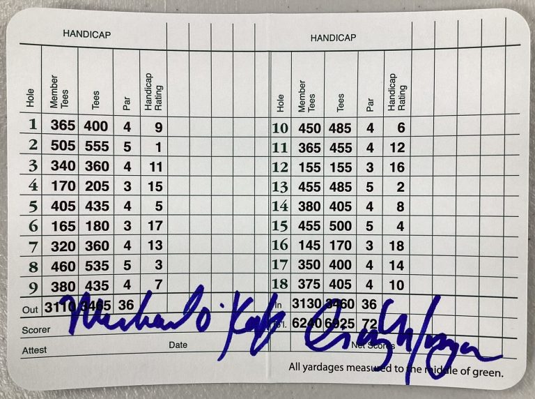 Cindy Morgan Signed Scorecard Caddyshack Flag Michael OKeefe Autograph JSA Chevy