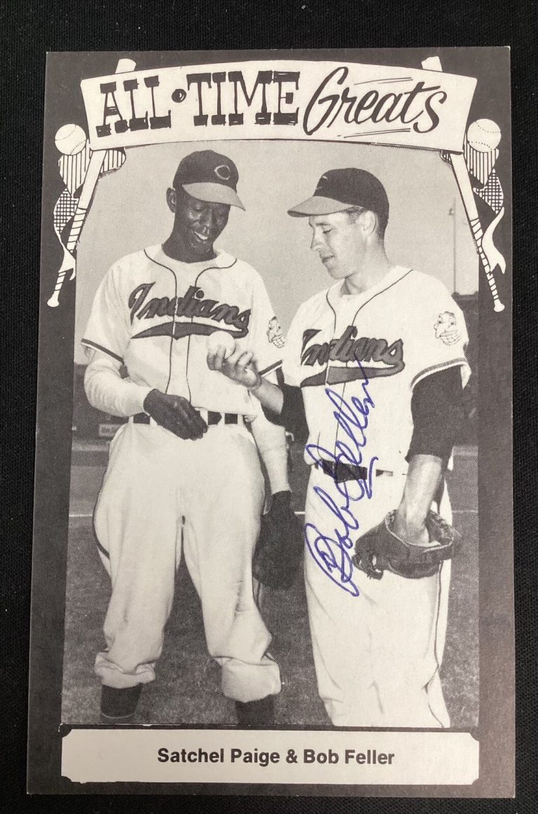 Bob Feller Signed TCMA All Time Greats Postcard Satchel Indians Baseball TPG