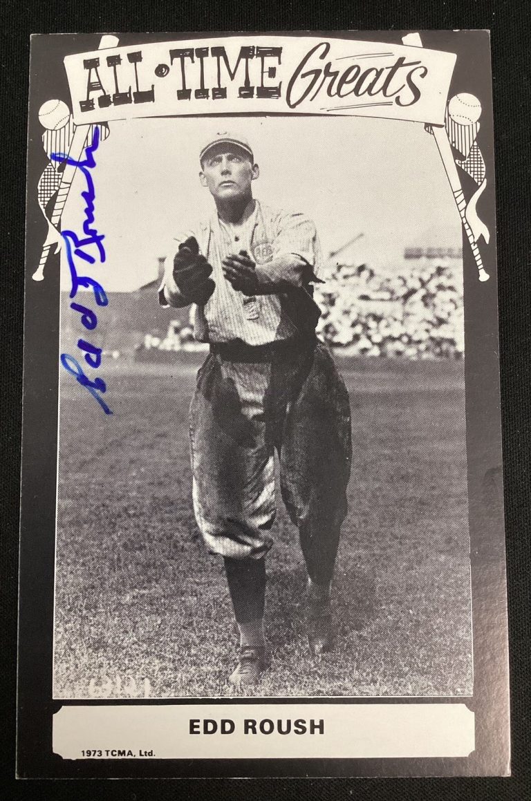 Edd Roush Signed TCMA All Time Greats Postcard Reds Baseball Autograph TPG