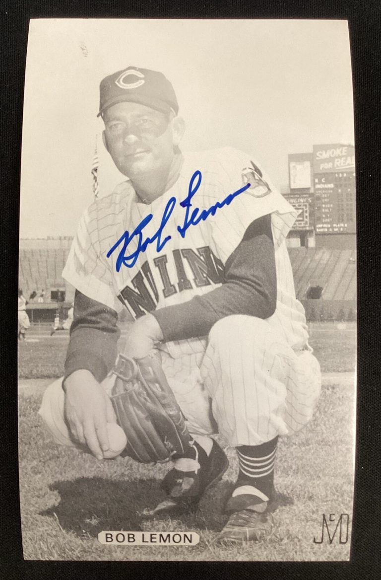 Bob Lemon Signed Postcard JD McCarthy Baseball Cleveland Indians Autograph TPG