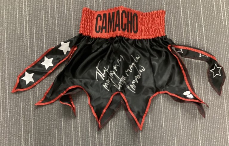 Hector Camacho Signed Boxing Trunks Macho Man HOF Picture Proof Autograph JSA