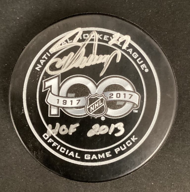 Scott Niedermayer Signed Puck 100th Anniversary Hockey Autograph JSA HOF 13 Duck