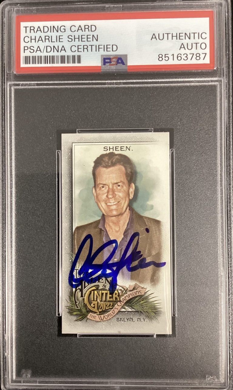 Charlie Sheen Signed 2022 Allen Ginger Baseball Card Mini Autograph PSA/DNA