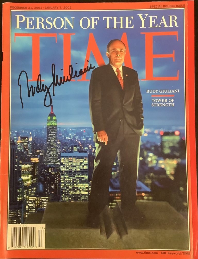 Rudy Giuliani Signed Time Magazine 12/31/01 No Label Trump Maga Autograph BAS