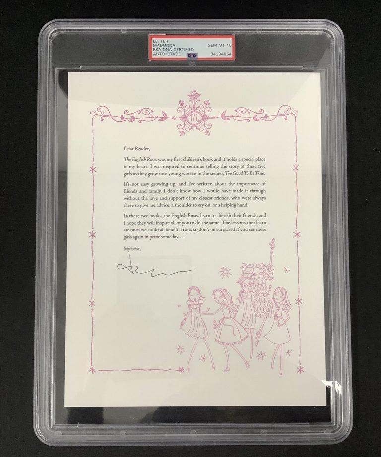 Madonna Signed Letter The English Roses Book Music Autograph PSA/DNA Gem 10