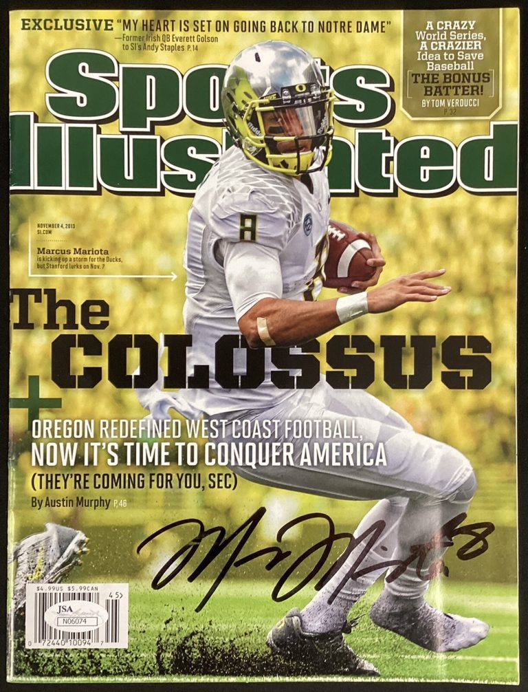 Marcus Mariota Signed Sports Illustrated 11/4/13 No Label Ducks Titans Auto JSA