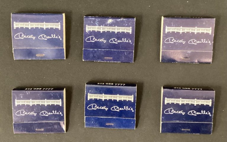 Mickey Mantle’s Restaurant Match Books Lot of 6 Unused Matches Yankees HOF
