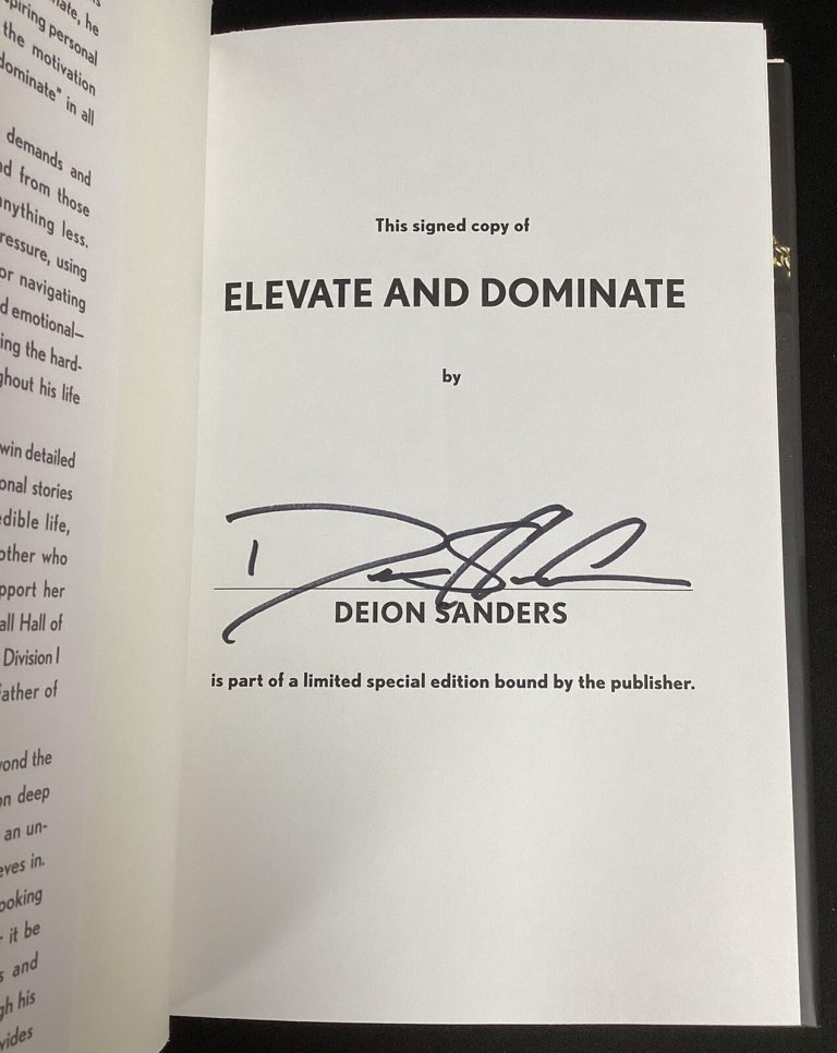 Deion Sander Signed Book Elevate & Dominate HCB Football Autograph PSA/DNA