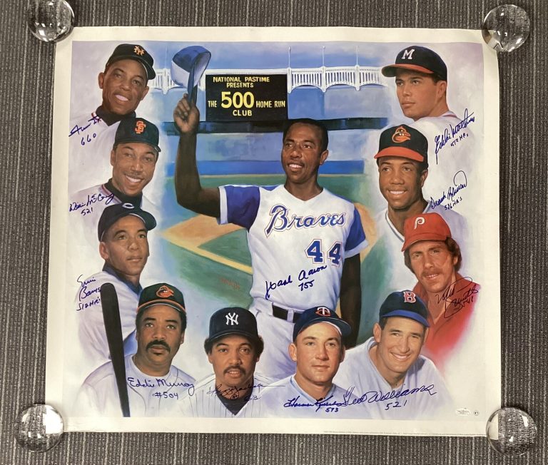 500 Home Run Club Signed Poster JSA LOA Ted Williams W/ HR Inscriptions et All 2