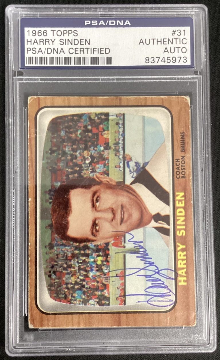 Harry Sniden Signed 1966 Topps RC #31 Hockey Card HOF Bruins Autograph PSA/DNA