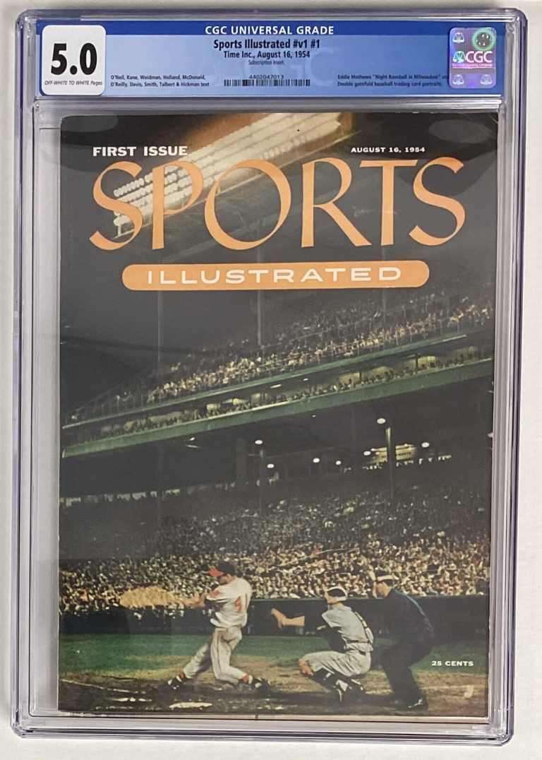 Sports Illustrated August 16 1954 Eddie Mathews Baseball Card CGC 5.0 Newsstand