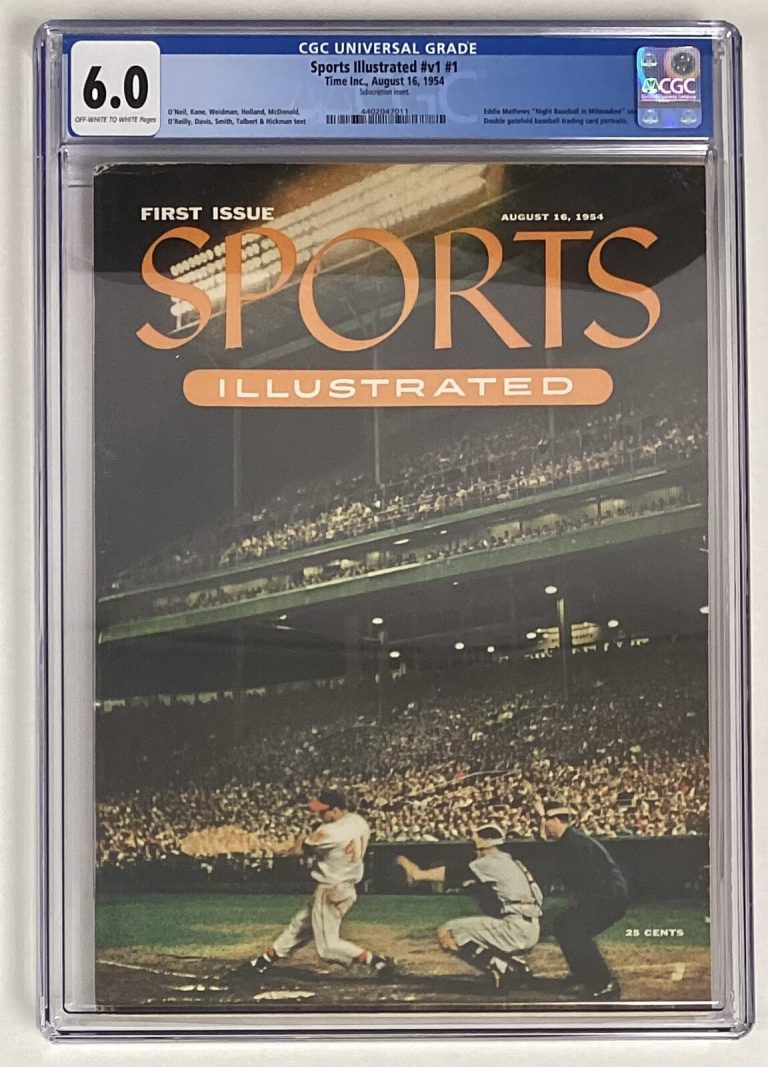 Sports Illustrated August 16 1954 Eddie Mathews Baseball Card CGC 6.0 Newsstand