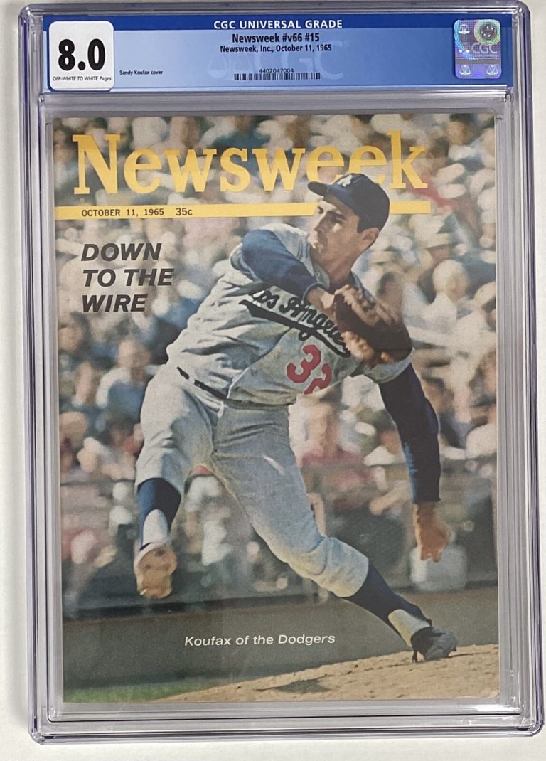 Newsweek Magazine October 11 1965 Sandy Koufax Baseball CGC 8.0 Newsstand