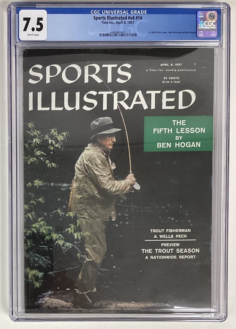 Sports Illustrated April 8 1957 A Wells Peck Fishing CGC 7.5 Newsstand