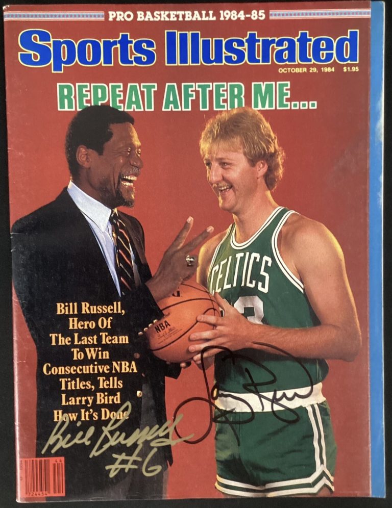 Larry Bird Bill Russell Signed Sports Illustrated 10/29/84 No Label Auto PSA/DNA