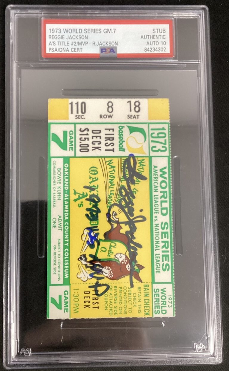 Reggie Jackson Signed Ticket Stub 10/21/1973 WS MVP Game 7 Autograph PSA/DNA 10