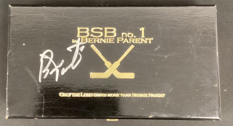 Bernie Parent Signed Cigar Box Hockey Phila Flyers Goalie Autograph HOF PSA/DNA.