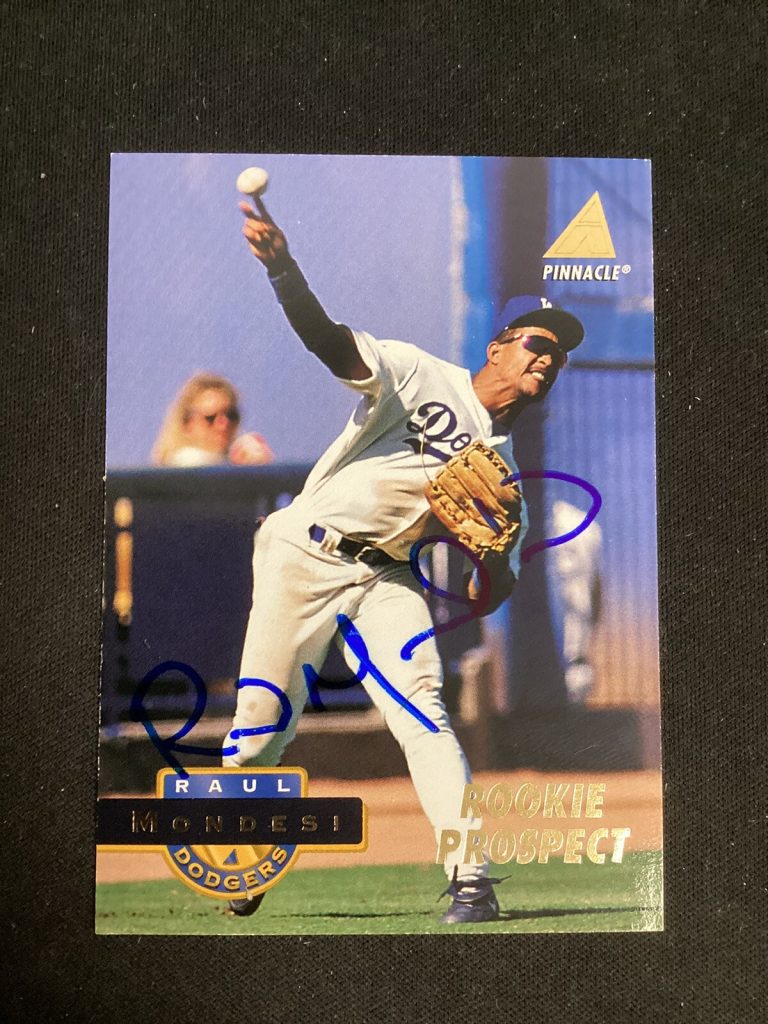 Raul Mondesi Signed 1994 Pinnacle #242 Baseball Card Dodgers Autograph TPG