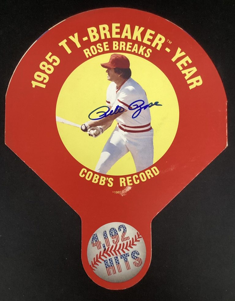 Pete Rose Signed 1985 Record Breaker Display Ty Cobb Reds Autograph TPG