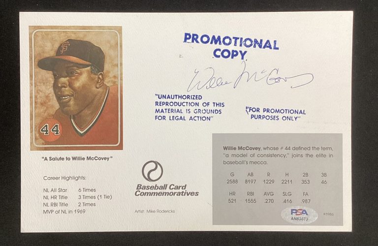 Willie McCovey Signed 1986 HOF Induction Card Baseball Giants Autograph PSA/DNA