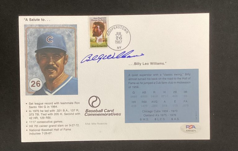 Billy Williams Signed 1987 HOF Induction Card Baseball Cubs Autograph PSA/DNA.