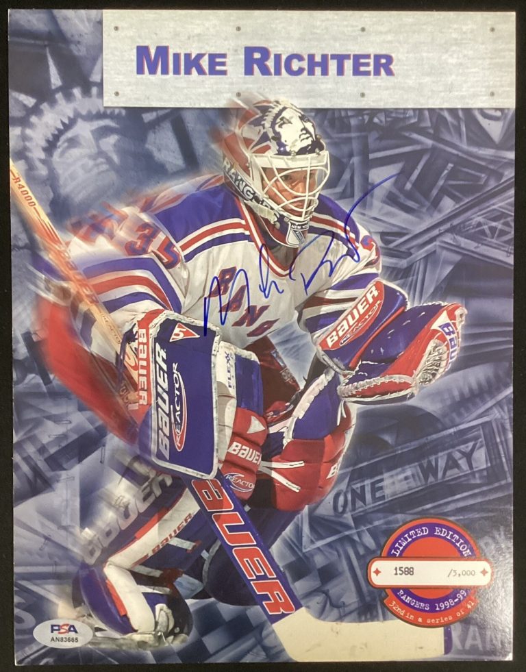 Mike Richter Signed Lineup Card Hockey NY Rangers LE 1994 SC Autograph PSA/DNA